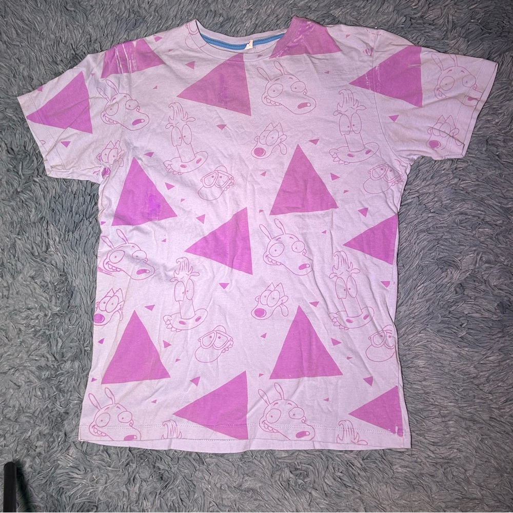 Threadless Rocko’s Modern Life Geometric Cartoon Purple and Magenta 100% Cotton